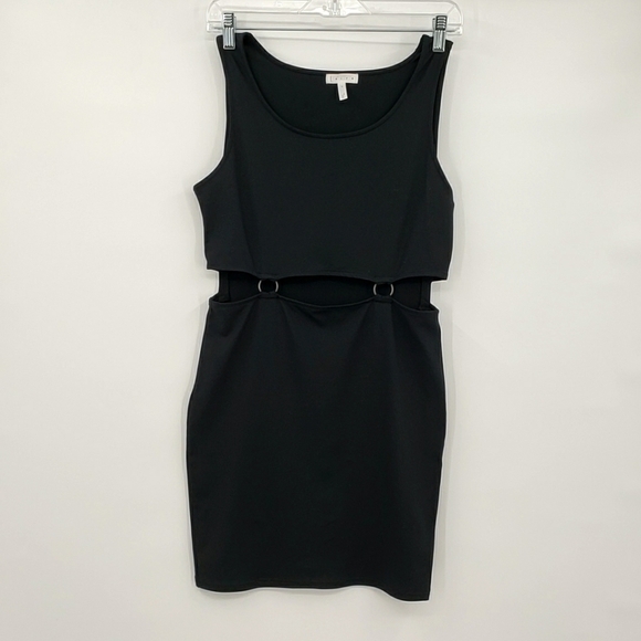 Leith Black Waist Cutout Mini Dress - Picture 2 of 8